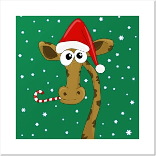 Christmas giraffe Posters and Art